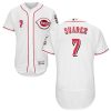Fantastic Reds #7 Eugenio Suarez White Flexbase Authentic Collection Stitched MLB Jersey