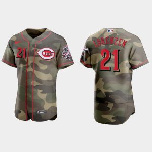 Amazing Cincinnati Reds #21 Michael Lorenzen Men's Nike 2021 Armed Forces Day Authentic MLB Jersey  Camo