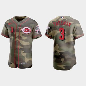Superb Cincinnati Reds #3 Mike Freeman Men's Nike 2021 Armed Forces Day Authentic MLB Jersey  Camo