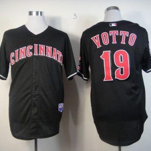 Exceptional Reds #19 Joey Votto Black Stitched MLB Jersey