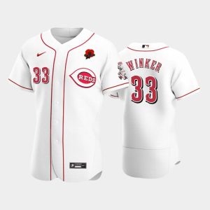 Outstanding Cincinnati Reds #33 Jesse Winker Men's Nike Authentic 2021 Memorial Day MLB Jersey   White