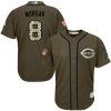 Premium Reds #8 Joe Morgan Green Salute to Service Stitched MLB Jersey