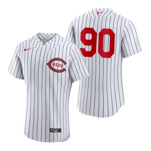 Impressive Cincinnati Reds #90 Delino DeShields Men's 2022 Field of Dreams MLB Authentic Jersey   White