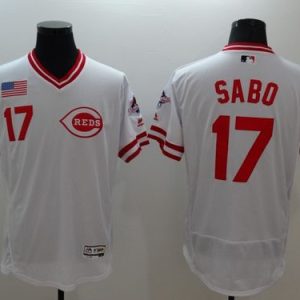 Exceptional Reds #17 Chris Sabo White Flexbase Authentic Collection Cooperstown Stitched MLB Jersey