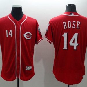 Stunning Reds #14 Pete Rose Red Flexbase Authentic Collection Stitched MLB Jersey