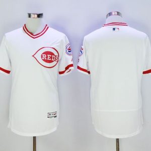 Delightful Reds Blank White Flexbase Authentic Collection Cooperstown Stitched MLB Jersey