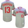 Delightful Reds #13 Concepcion Grey Flexbase Authentic Collection Cooperstown Stitched MLB Jersey