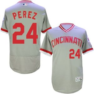 HighQuality Reds #24 Tony Perez Grey Flexbase Authentic Collection Cooperstown Stitched MLB Jersey
