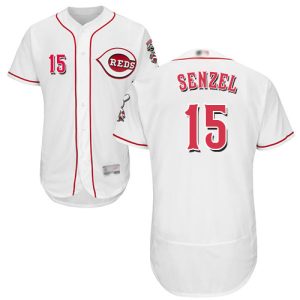 Delightful Reds #15 Nick Senzel White Flexbase Authentic Collection Stitched MLB Jersey