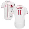 Fantastic Reds #11 Barry Larkin White Flexbase Authentic Collection Stitched MLB Jersey