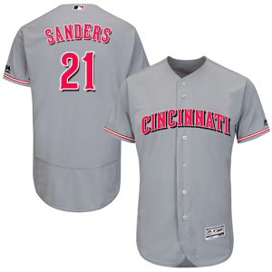 Outstanding Reds #21 Reggie Sanders Grey Flexbase Authentic Collection Stitched MLB Jersey