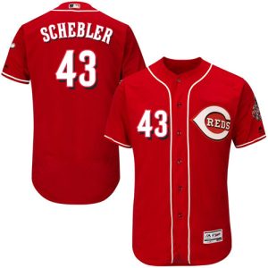 Impressive Reds #43 Scott Schebler Red Flexbase Authentic Collection Stitched MLB Jersey