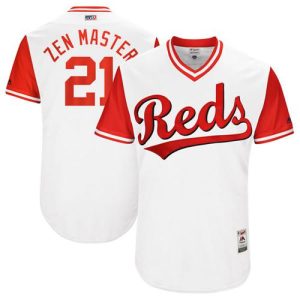 HighQuality Reds #21 Michael Lorenzen White Zen Master Players Weekend Authentic Stitched MLB Jersey