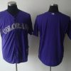 Stunning Rockies Blank Purple Cool Base Stitched MLB Jersey