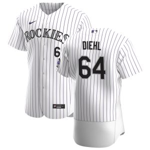 Impressive Colorado Rockies #64 Phillip Diehl Men's Nike White Home 2020 Authentic Player MLB Jersey