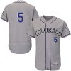 Impressive Rockies #5 Carlos Gonzalez Grey Flexbase Authentic Collection Stitched MLB Jersey