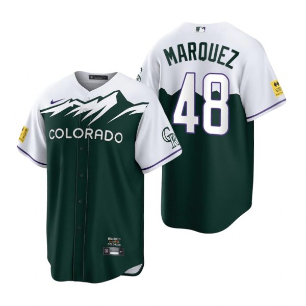 Amazing Colorado Rockies #48 German Marquez Green Men's MLB Nike 2022 City Connect Game Jersey