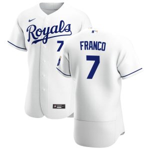 Fantastic Kansas City Royals #7 Maikel Franco Men's Nike White Home 2020 Authentic Player MLB Jersey