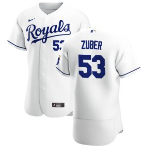 Fantastic Kansas City Royals #53 Tyler Zuber Men's Nike White Home 2020 Authentic Player MLB Jersey