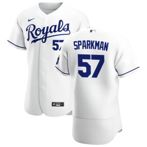 Fantastic Kansas City Royals #57 Glenn Sparkman Men's Nike White Home 2020 Authentic Player MLB Jersey