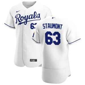 Amazing Kansas City Royals #63 Josh Staumont Men's Nike White Home 2020 Authentic Player MLB Jersey