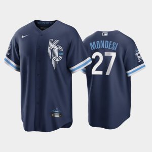 Amazing Kansas City Royals #27 Adalberto Mondesi Men's Nike Game Replica 2022 City Connect Navy Jersey