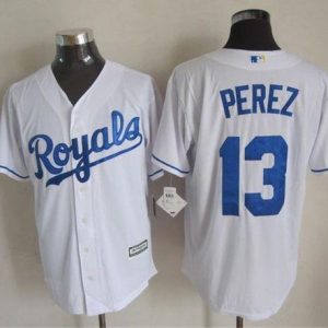 Amazing Royals #13 Salvador Perez White New Cool Base Stitched MLB Jersey
