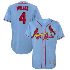 Amazing Cardinals #4 Yadier Molina Light Blue Flexbase Authentic Collection Stitched MLB Jersey