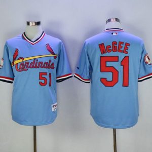 Amazing Cardinals #51 Willie McGee Blue Cooperstown Throwback Stitched MLB Jersey