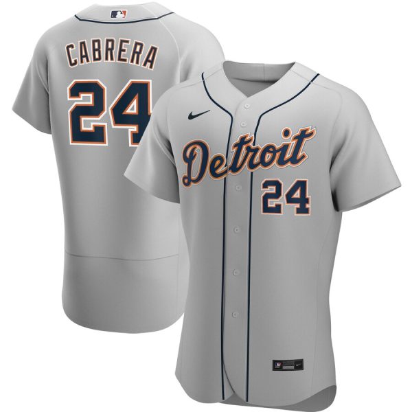 Delightful Detroit Tigers #24 Miguel Cabrera Men's Nike Gray Road 2020 Authentic Player MLB Jersey