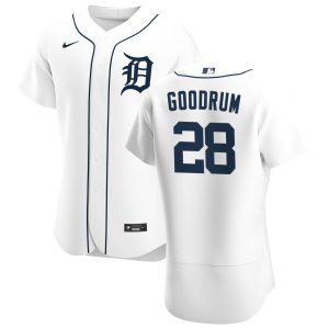 Impressive Detroit Tigers #28 Niko Goodrum Men's Nike White Home 2020 Authentic Player MLB Jersey