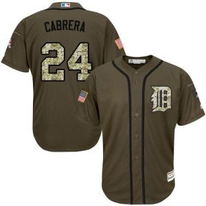 Amazing Tigers #24 Miguel Cabrera Green Salute to Service Stitched MLB Jersey
