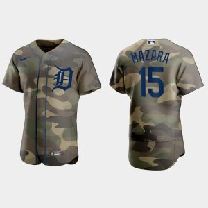 Amazing Detroit Tigers #15 Nomar Mazara Men's Nike 2021 Armed Forces Day Authentic MLB Jersey  Camo
