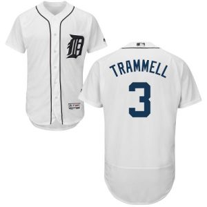 Delightful Tigers #3 Alan Trammell White Flexbase Authentic Collection Stitched MLB Jersey