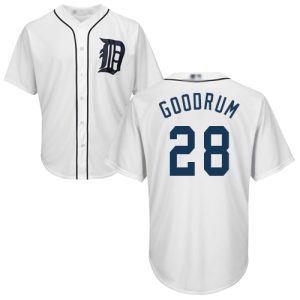Amazing Tigers #28 Niko Goodrum White New Cool Base Stitched MLB Jersey