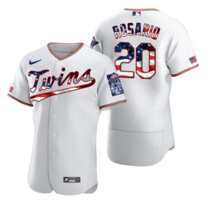 Outstanding Minnesota Twins #20 Eddie Rosario Men's Nike White Fluttering USA Flag Limited Edition Authentic MLB Jersey