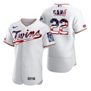 Outstanding Minnesota Twins #22 Miguel Sano Men's Nike White Fluttering USA Flag Limited Edition Authentic MLB Jersey