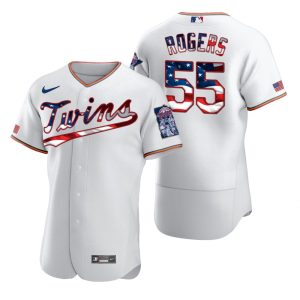Delightful Minnesota Twins #55 Taylor Rogers Men's Nike White Fluttering USA Flag Limited Edition Authentic MLB Jersey
