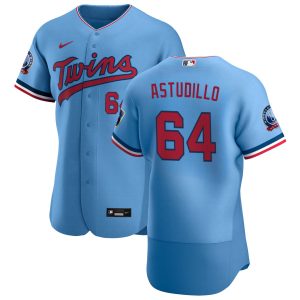 Amazing Minnesota Twins #64 Willians Astudillo Men's Nike Light Blue Alternate 2020 60th Season Authentic Team MLB Jersey