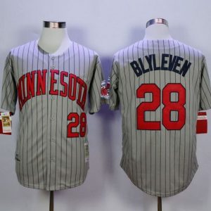 Exceptional Mitchell And Ness 1987 Twins #28 Bert Blyleven Grey Throwback Stitched MLB Jersey