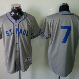 Delightful Twins #7 Joe Mauer Grey 1948 St. Paul Saints Turn Back The Clock Stitched MLB Jersey