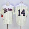 Delightful Mitchell And Ness 1969 Twins #14 Kent Hrbek Cream Strip Throwback Stitched MLB Jersey