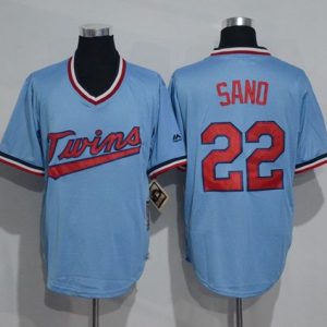 Delightful Twins #22 Miguel Sano Light Blue Cooperstown Throwback Stitched MLB Jersey