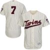 Premium Twins #7 Joe Mauer Cream Strip Flexbase Authentic Collection Stitched MLB Jersey