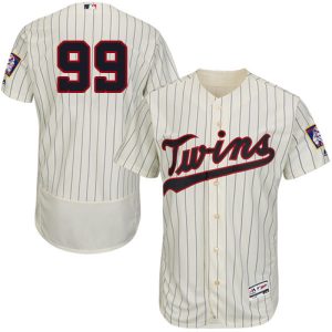 Stunning Twins #99 Logan Morrison Cream Strip Flexbase Authentic Collection Stitched MLB Jersey