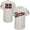 Premium Twins #22 Miguel Sano Cream Strip Flexbase Authentic Collection Stitched MLB Jersey