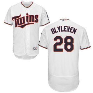 Stunning Twins #28 Bert Blyleven White Flexbase Authentic Collection Stitched MLB Jersey