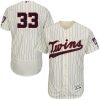 Premium Twins #33 Justin Morneau Cream Strip Flexbase Authentic Collection Stitched MLB Jersey