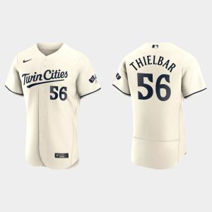 Superb Minnesota Twins #56 Caleb Thielbar Men's Nike 2023 Authentic Jersey   Cream