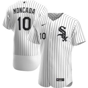 Stunning Chicago White Sox #10 Yoan Moncada Men's Nike White Home 2020 Authentic Player MLB Jersey